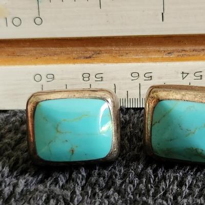 Pair of Sterling and Turquoise Earrings