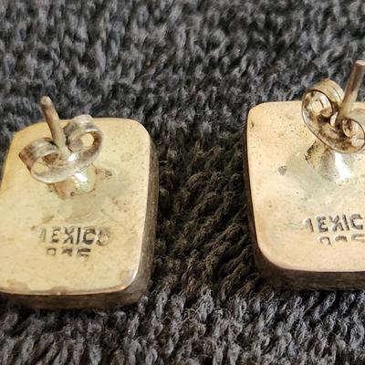 Pair of Sterling and Turquoise Earrings
