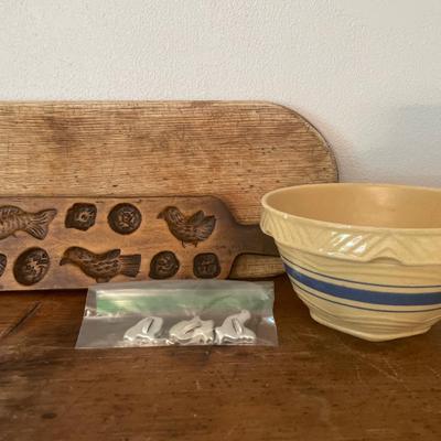 USA bowl with cutting board, choco mold and cookie cutters