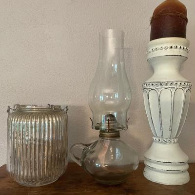 Candle decor and clear kerosene lamp