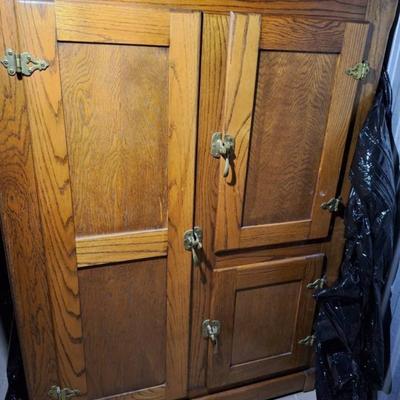 White Clad Oak Antique Ice Box