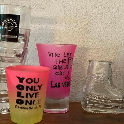 Shot glasses and flask