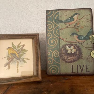 Bird wall decor and tea cup with wall hook