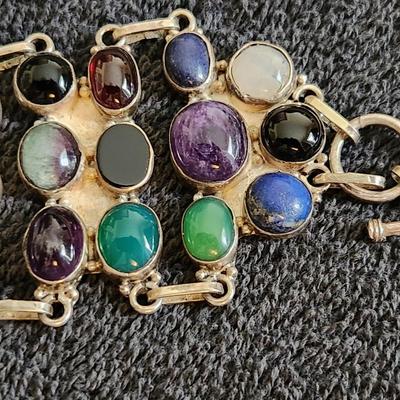 Heavy Sterling & Stone Bracelet