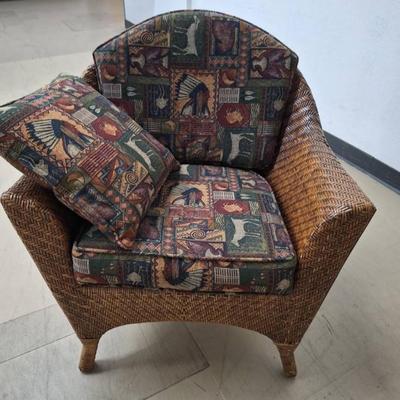 Sale Photo Thumbnail #17: Wicker Wing Cha ir w/ Special Ordered Indian Cushions