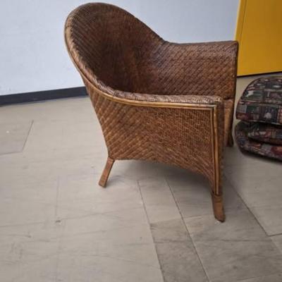 Wicker Wing Chair w/ Special Ordered Indian Cushions