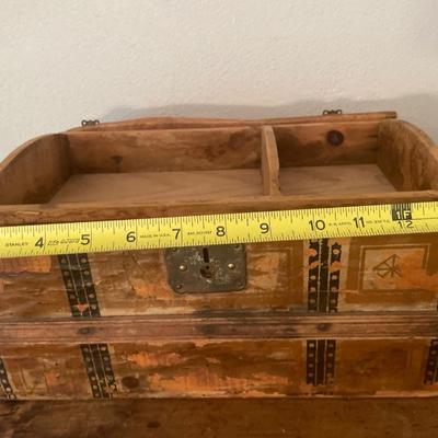 Vintage box without lid, books and small beaded basket