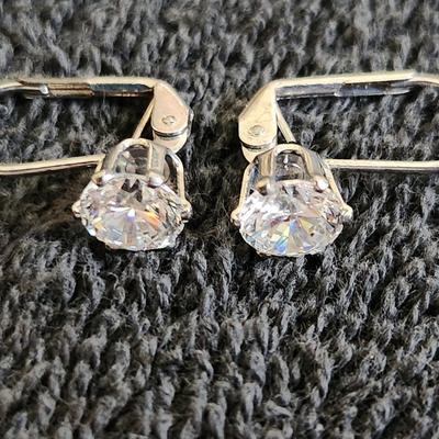 Sale Photo Thumbnail #355: This auction lot is for a pair of very nice Cubic Zirconia Earrings,  Showy and bright - the hit of the night.  Not marked.