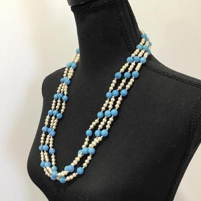 Vintage marked Multi strand, beaded statement, necklace