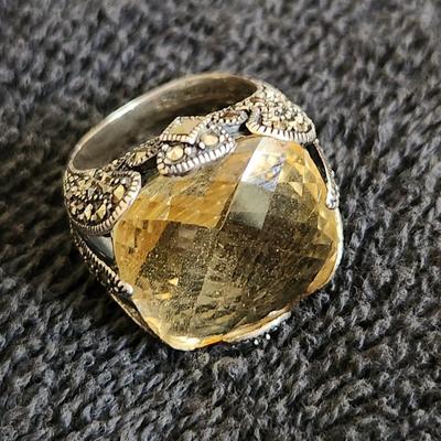 Stunning Lavish Citrine & Sterling Silver Dinner Ring