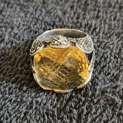 Stunning Lavish Citrine & Sterling Silver Dinner Ring