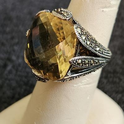 Stunning Lavish Citrine & Sterling Silver Dinner Ring