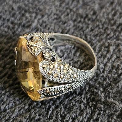 Stunning Lavish Citrine & Sterling Silver Dinner Ring