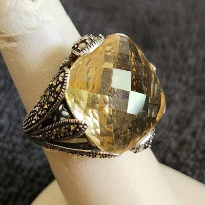 Stunning Lavish Citrine & Sterling Silver Dinner Ring