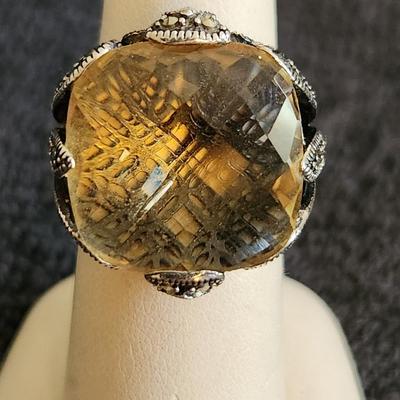 Stunning Lavish Citrine & Sterling Silver Dinner Ring