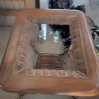 Wrought Iron, Wicker & Glass Coffee Table