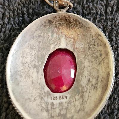 Sterling Silver & Ruby Necklace