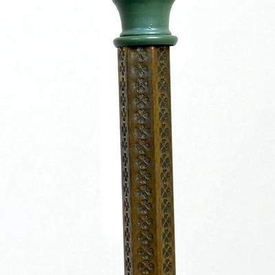 Vintage Iron Base Floor Lamp - Green and White