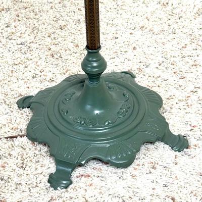 Vintage Iron Base Floor Lamp - Green and White