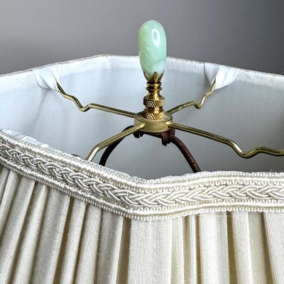 Vintage Iron Base Floor Lamp - Green and White