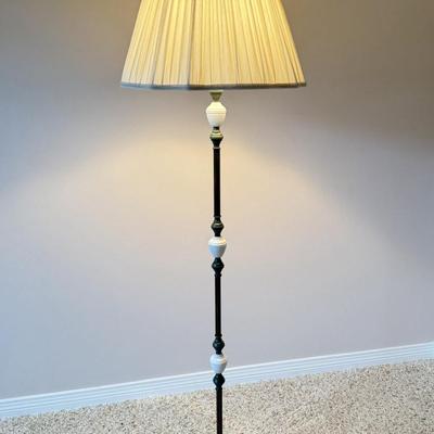 Vintage Iron Base Floor Lamp - Green and White