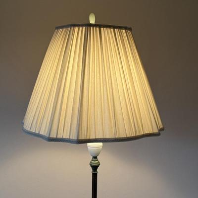 Vintage Iron Base Floor Lamp - Green and White