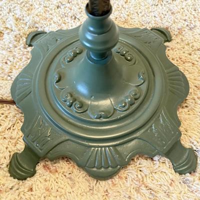 Vintage Iron Base Floor Lamp - Green and White