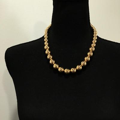 Beautiful, , metallic, gold toned Bead necklace