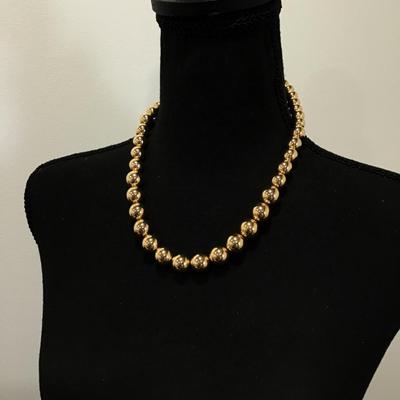 Beautiful, , metallic, gold toned Bead necklace
