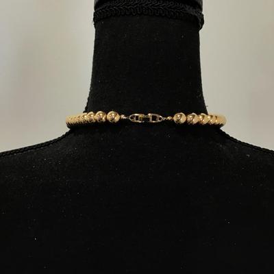 Beautiful, , metallic, gold toned Bead necklace