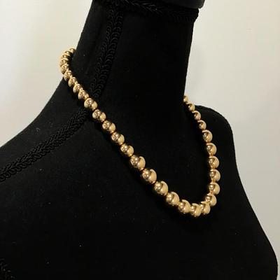 Beautiful, , metallic, gold toned Bead necklace