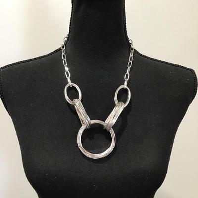 Brushed silver, toned statement, necklace