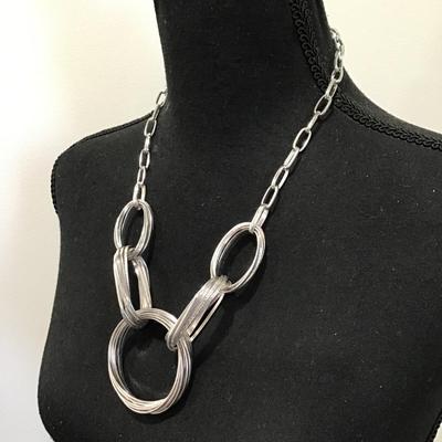 Brushed silver, toned statement, necklace