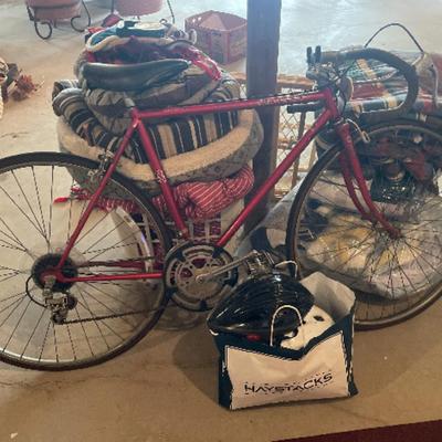 Peugot road bike and helmets