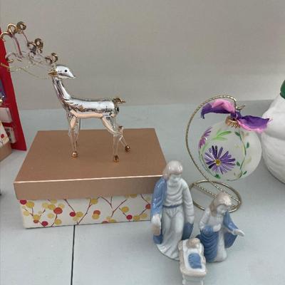 Small nativity scene and other decorations