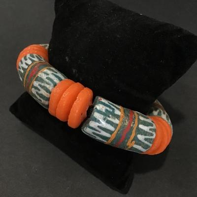 Vintage African glass bead bracelet large chunky