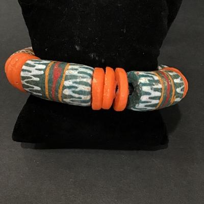 Vintage African glass bead bracelet large chunky