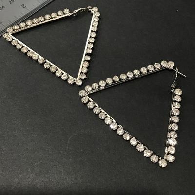 Large triangle rhinestone statement earrings