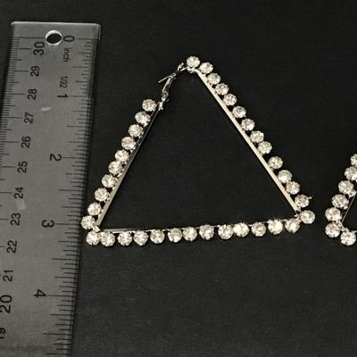Large triangle rhinestone statement earrings