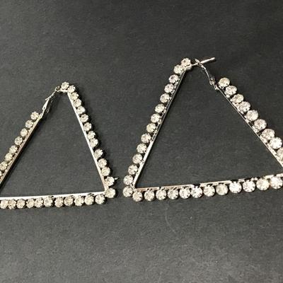 Large triangle rhinestone statement earrings