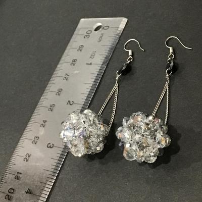 Beautiful Australian, crystal jet, black rhinestone dangle, drop earrings