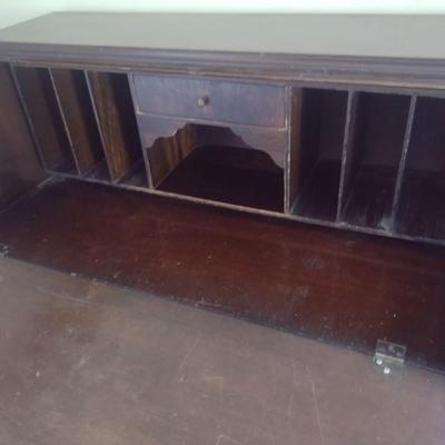 Vintage Walnut Three Drawer Drop Down Secretary Desk