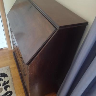 Vintage Walnut Three Drawer Drop Down Secretary Desk