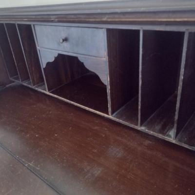 Vintage Walnut Three Drawer Drop Down Secretary Desk