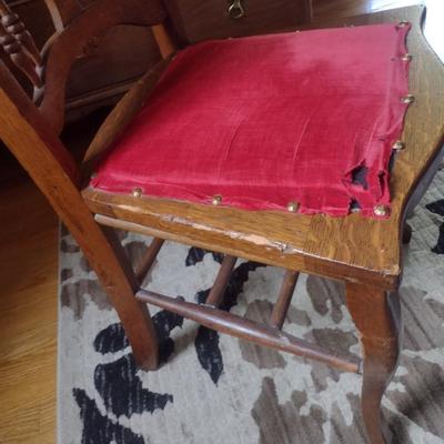Antique Tiger Oak Carved Wood Chair