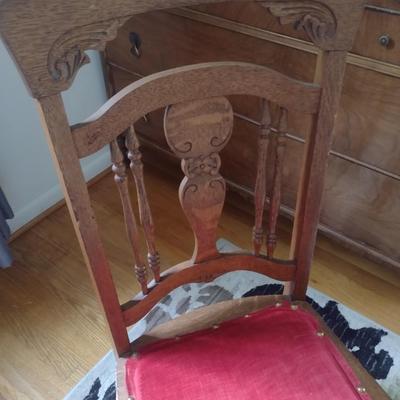 Antique Tiger Oak Carved Wood Chair