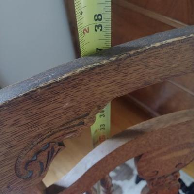 Antique Tiger Oak Carved Wood Chair