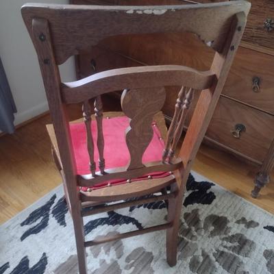 Antique Tiger Oak Carved Wood Chair