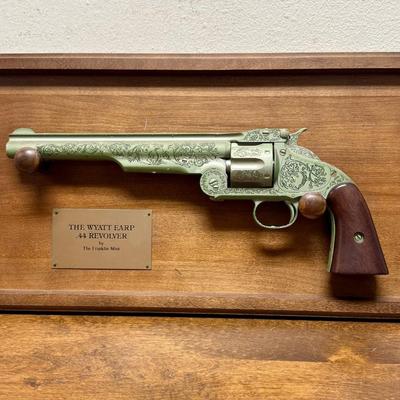 Wyatt Earp .44 Revolver Replica Franklin Mint with Display Board