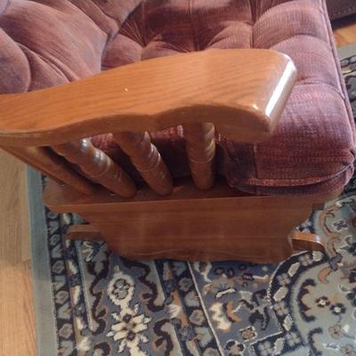 Maple Framed Tufted Cushion Glider Chair with Matching Ottoman